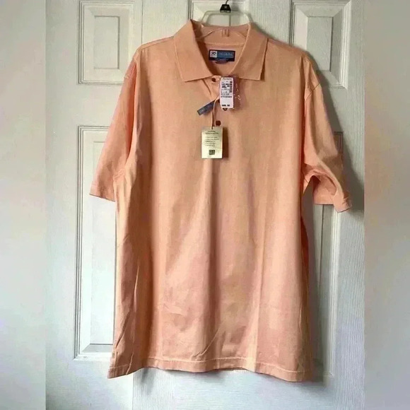 Jos. A Bank Leadbetter Gold NWT peach polo short Shirt SIZE Large - Picture 10 of 10